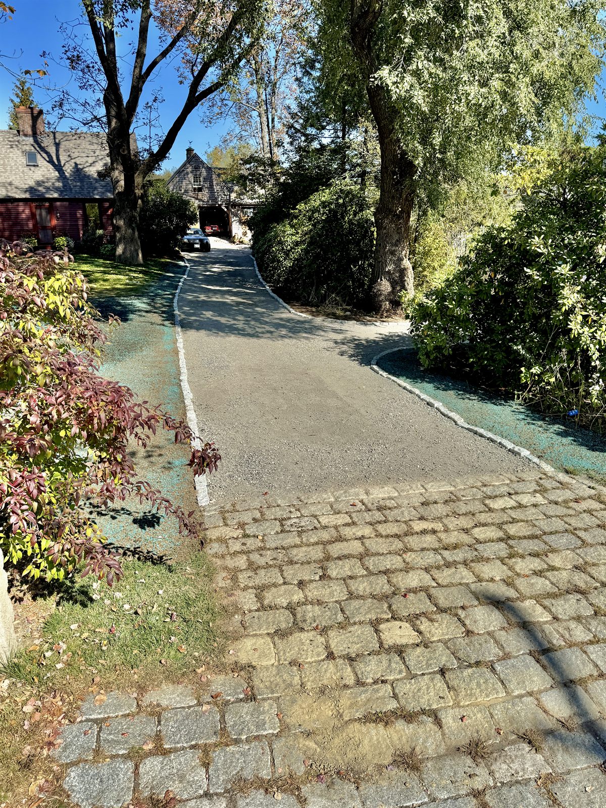 Finished gravel driveway curving to a home — GSS, Seacoast NH